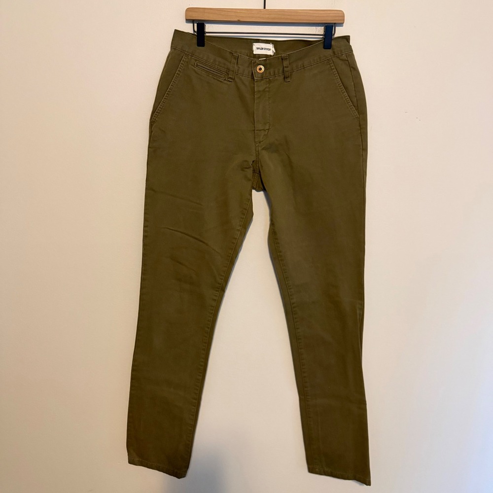 Taylor Stitch Slim chino pants green 33 cotton trill minimalist casual classic